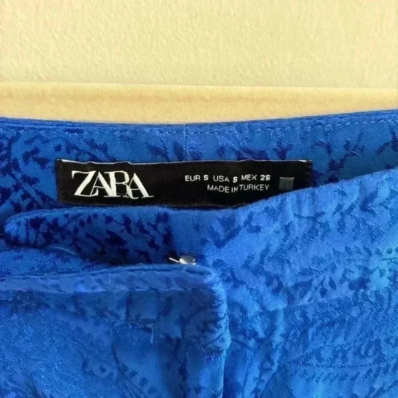 Zara Blue Jacquard Menswear Full Length Wide Leg Pants - Picture 5 of 10